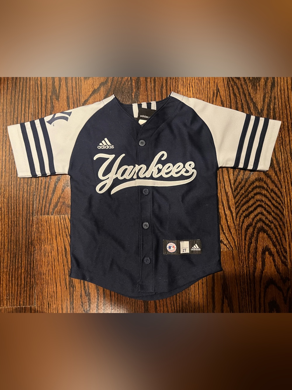 Adidas Yankees Navy & Grey Kids Button-Down Shirt